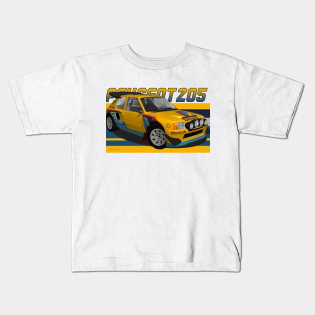 Peugeot 205 T16 Group B Kids T-Shirt by PjesusArt